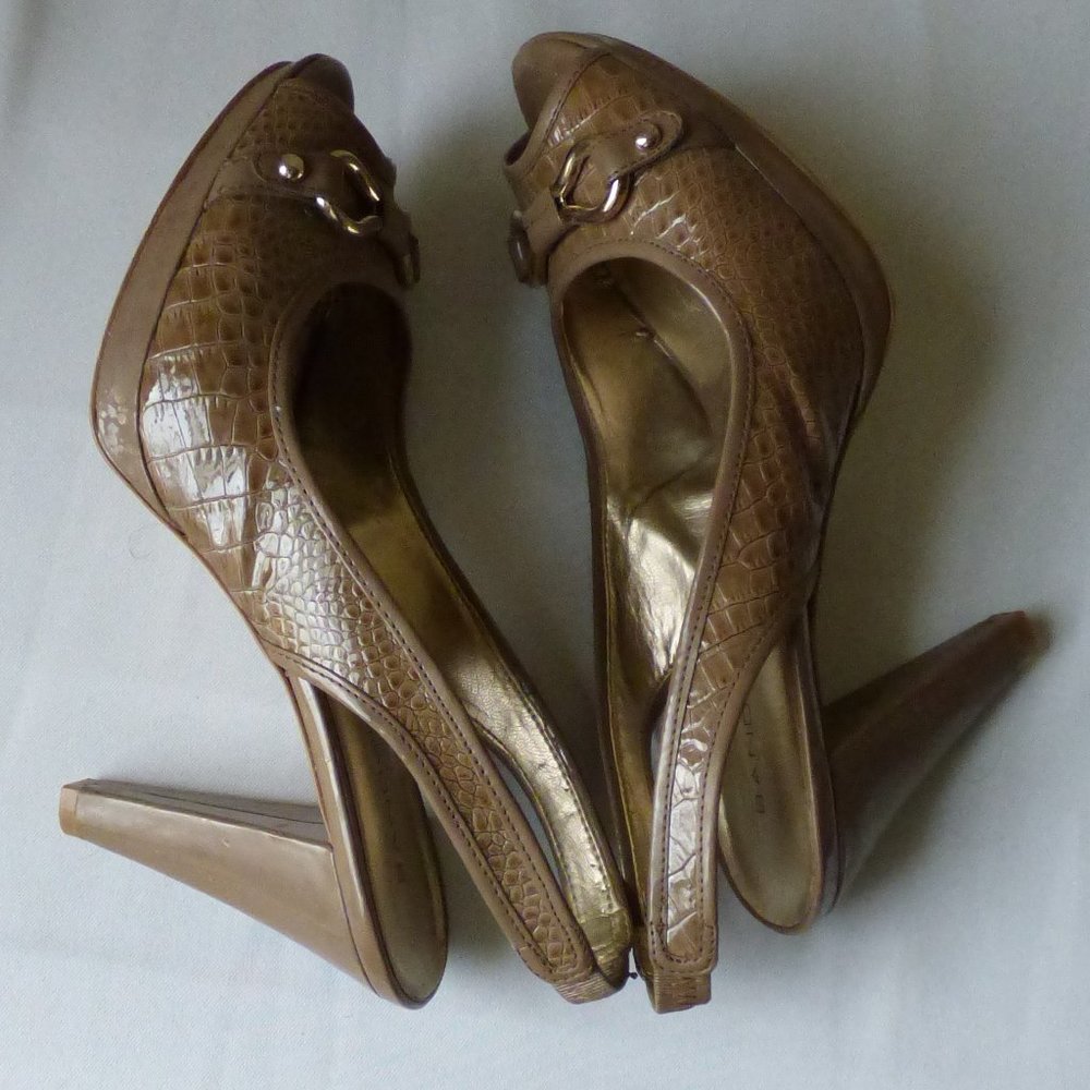 Slingback Peeptoe Heel, Size 8.5, Taupe